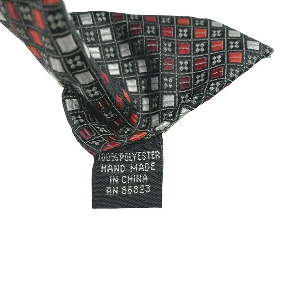 Alexander Julian Colours‎ Mens Tie Polyester Gray Red White Square Geometric - Picture 6 of 8
